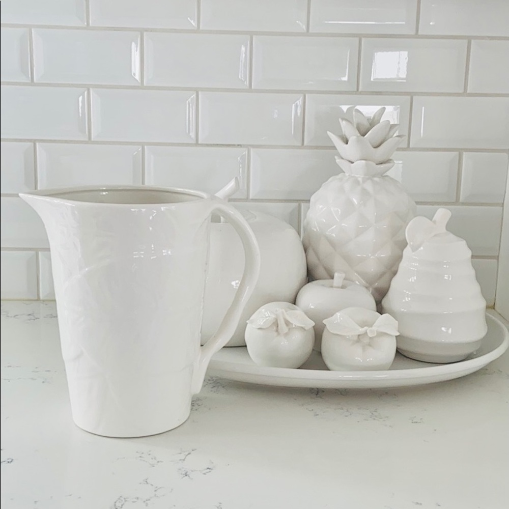 10 Strawberry Street white leaf texture pitcher - Picture 2 of 14